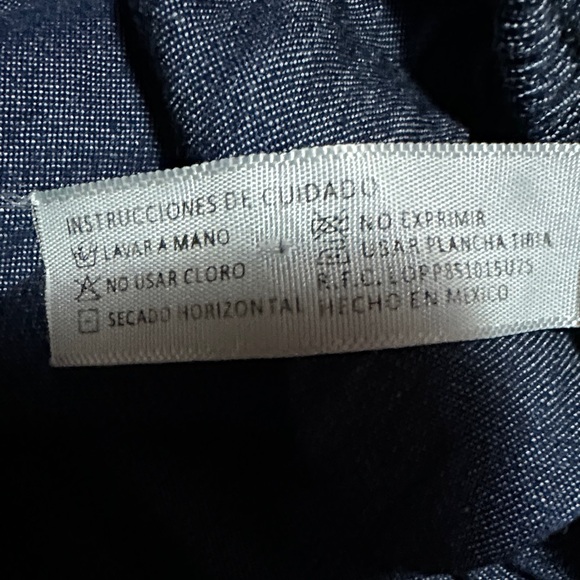 Navy Floral Embroidered On Off Shoulder Mini Dress Size Small - Picture 11 of 11